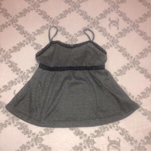 Grey Babydoll Top w/ Black Lace